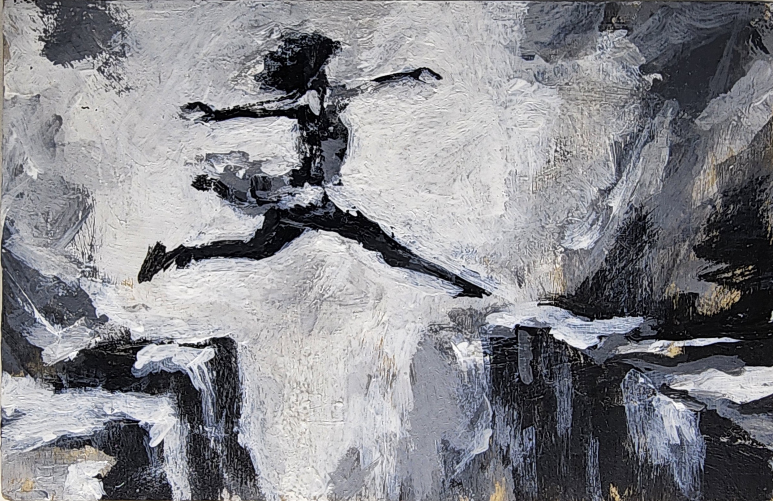 Girl leaping a chasm